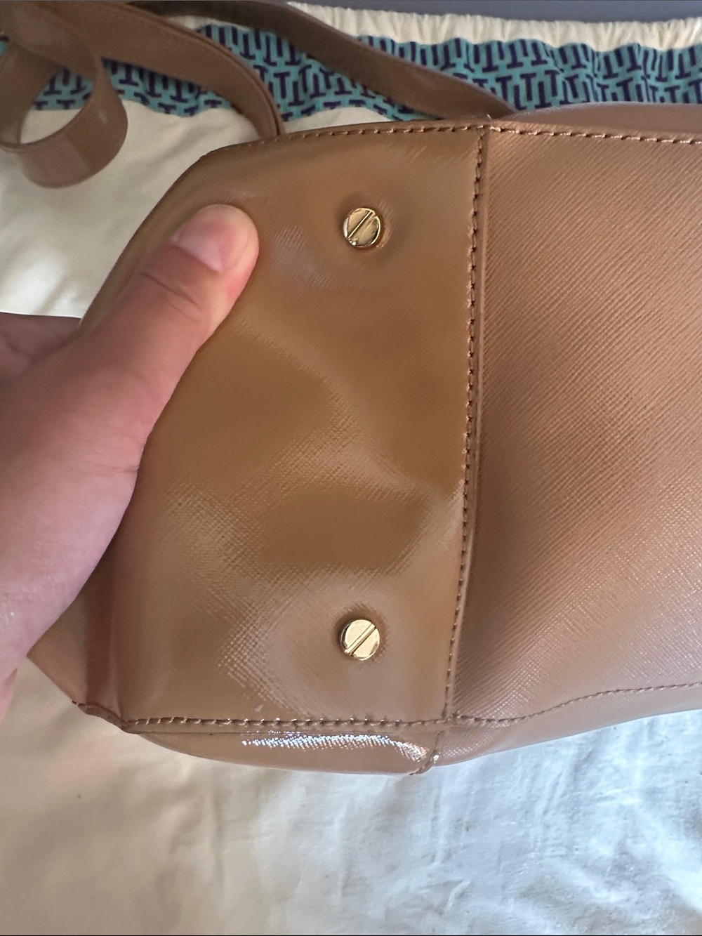 EUC Tory Burch Classic Tan Leather Tote Bag with Detachable Strap - Picture 9 of 11